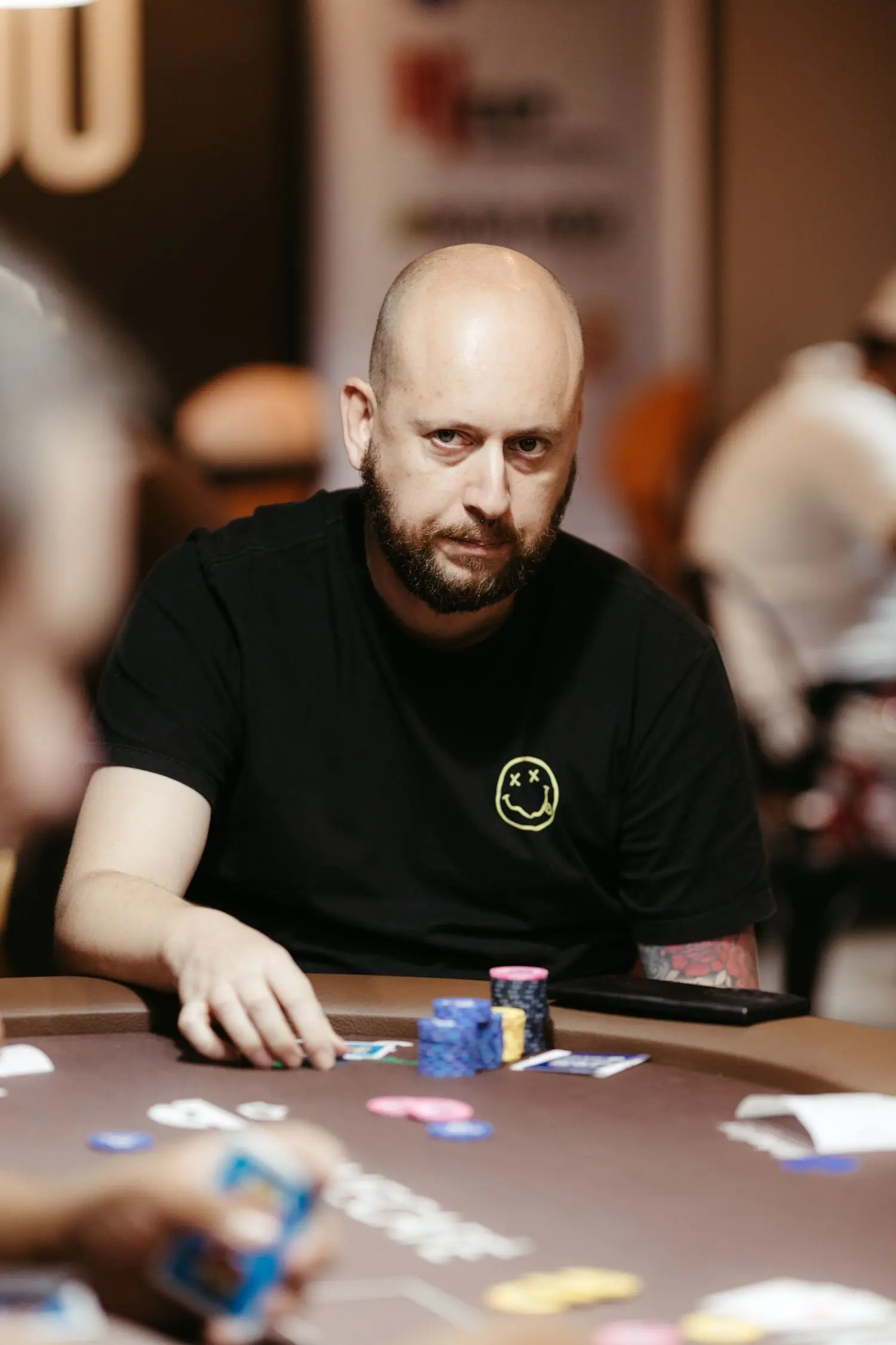 Professional live poker tournament atmosphere