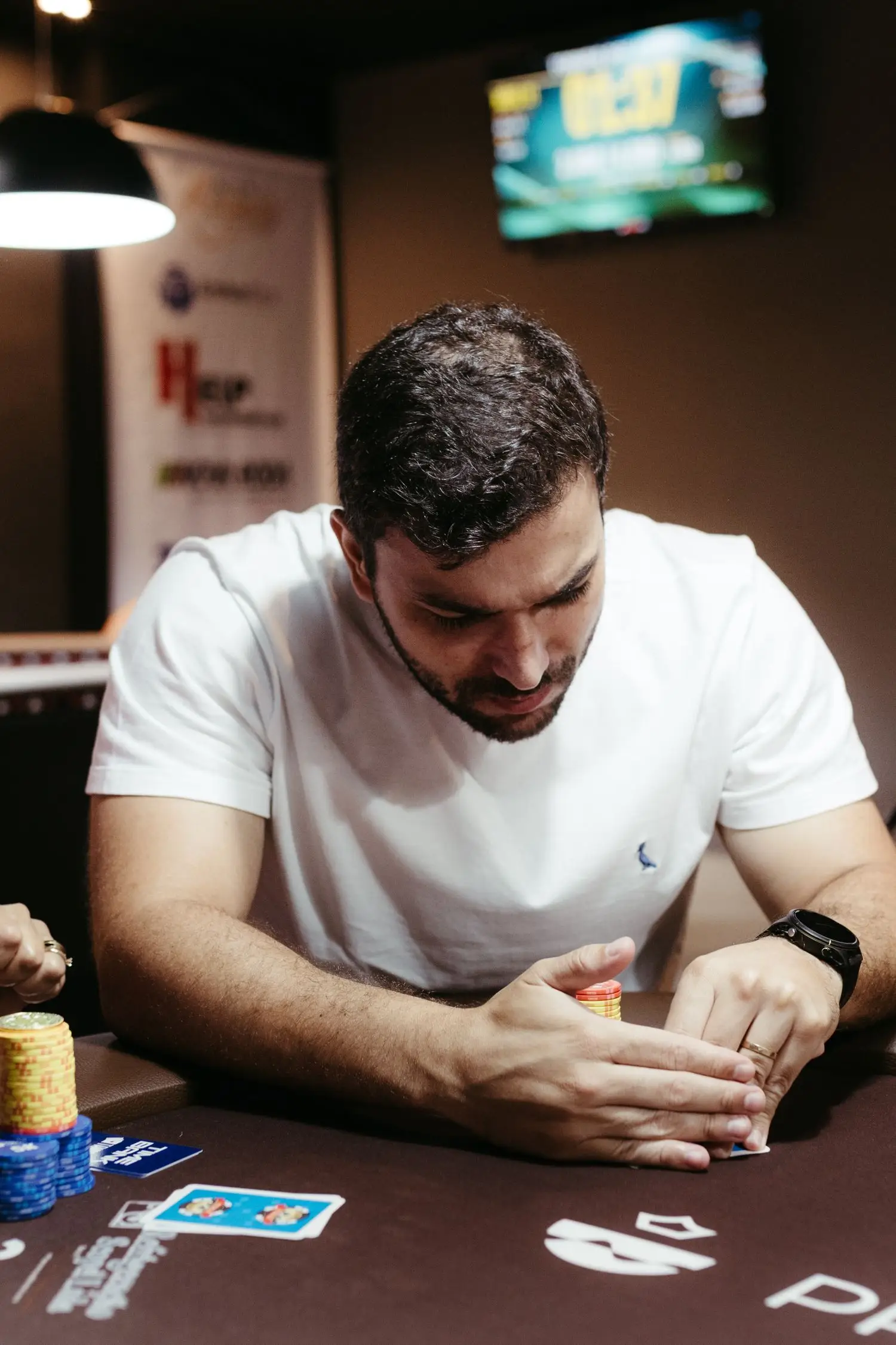 Focused poker player